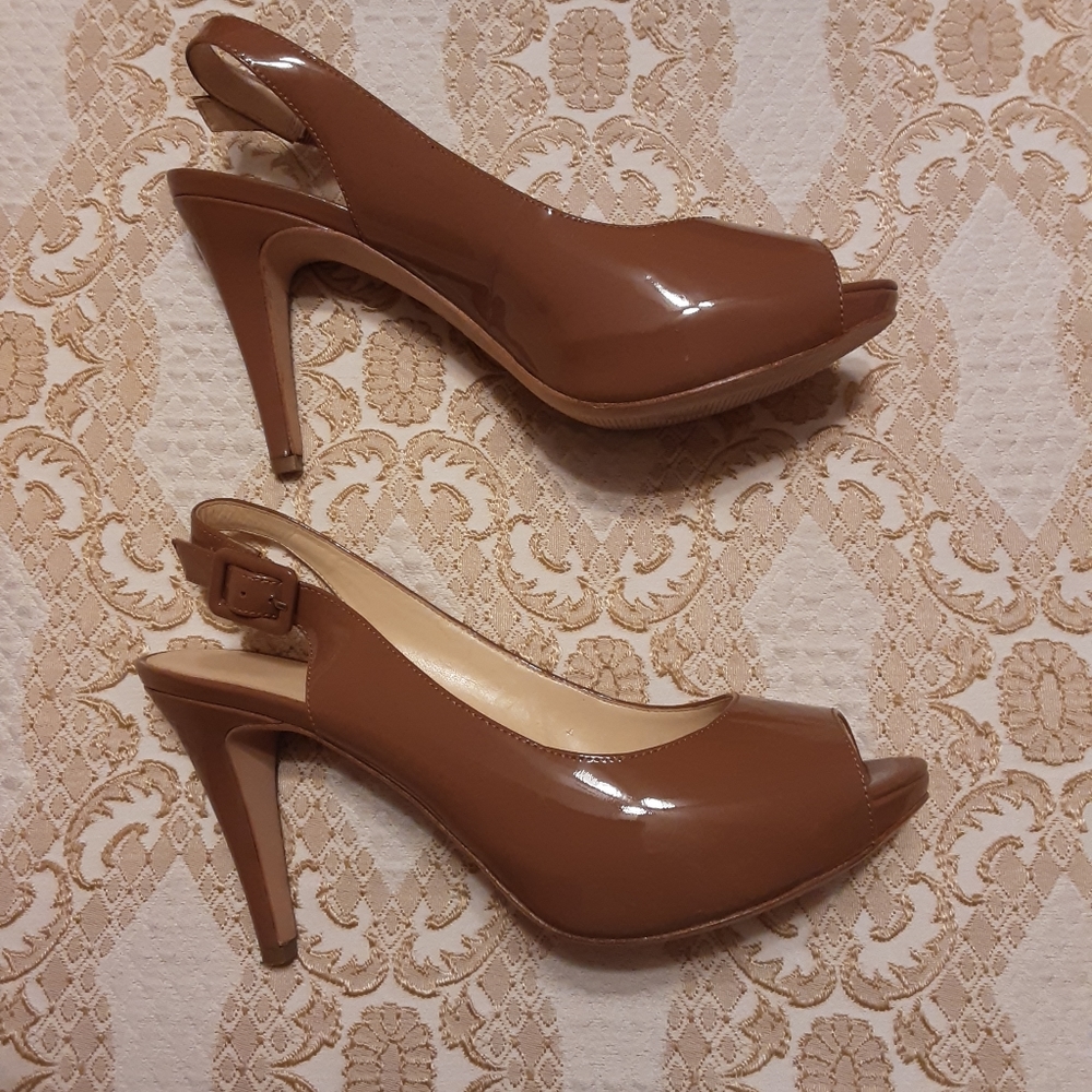 TALBOTS EDITH 4 PRAILINE COLOR PLATFORM HIGH HEEL SHOE SIZE 8M - Picture 2 of 10